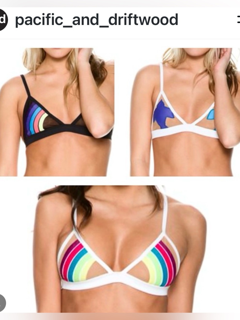 Rare Pacific and Driftwood Yosemite Rainbow or Bluebirds Mesh Triangle Bikini